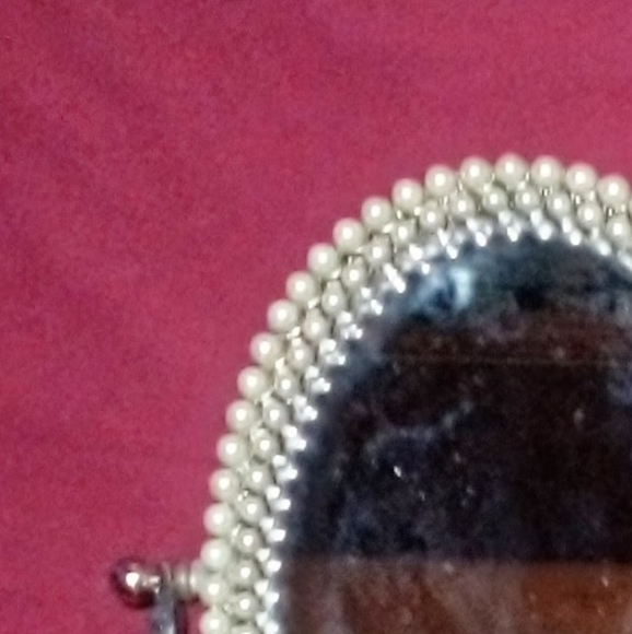 Antique Faux Pearl Handcrafted Mirror - Picture 3 of 3